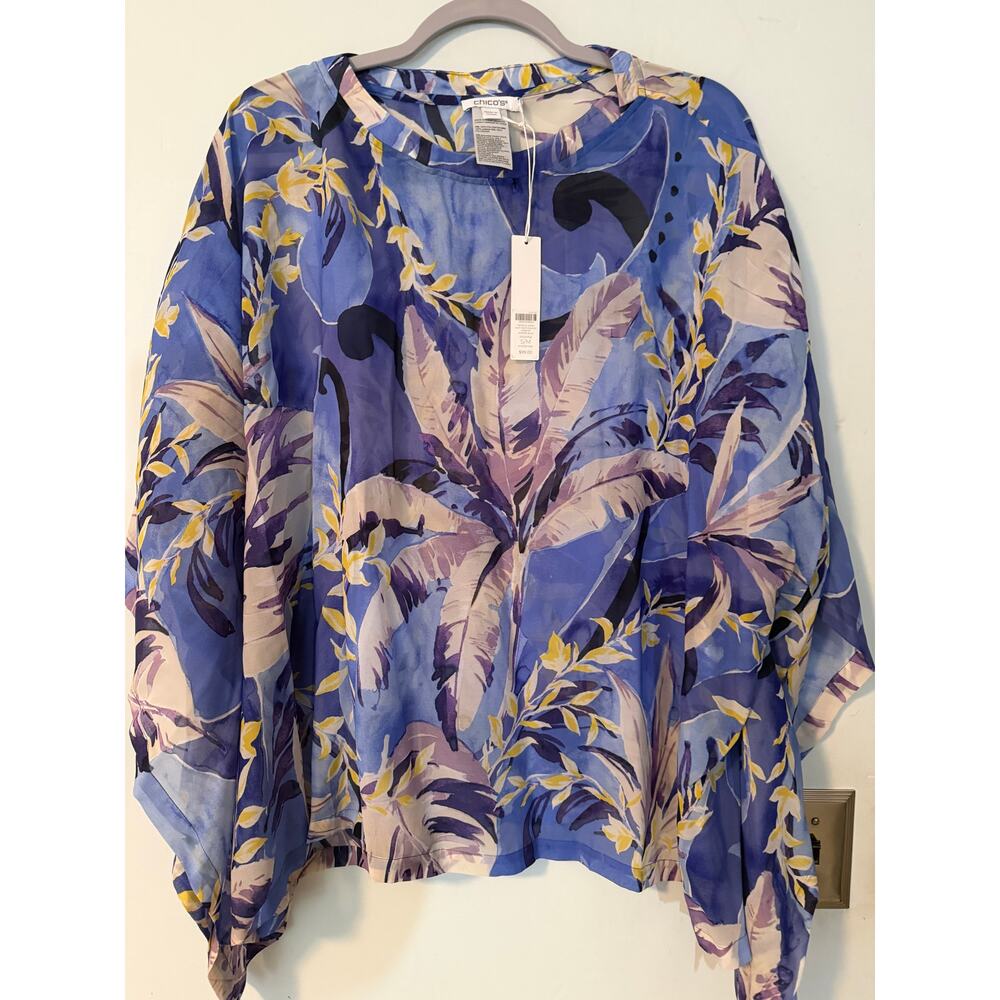 Chico's Tropical Swirl East West Poncho NWT S/M